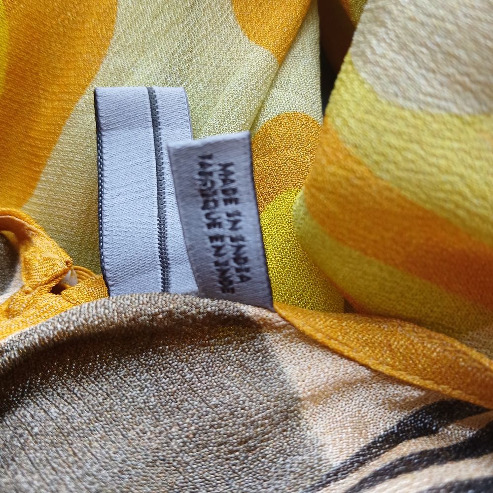 BL^NK LONDON MIRANDA PEASANT BOHO Yellow Patterned Women's Top BLIUSE . - Picture 11 of 15